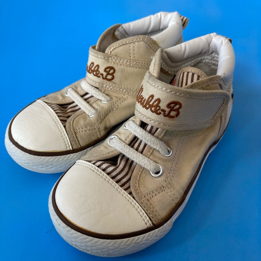 MINI HOUSE Baby Unisex High Top Sneakers Color Beige Size 16 Us 10 First steps.